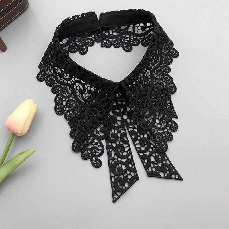 Fashion Lace White Fake Collar Women Detachable Collars for Women Black Lapel False Collars Woman Tie Clothes Accessories