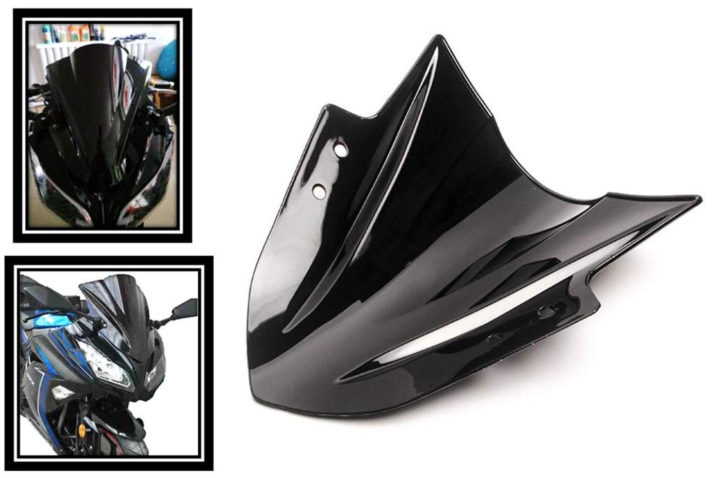 world Imp Motor Motorcycle Ninja 250 Double Bubble Screen for KAWASAKI Ninja250 External Product for KAWASAKI '13 '14 '15 '16 (Smoke Black)