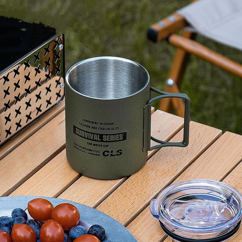 320ml Double Layer 304stainless Steels Water Cup Coffee Tea Mug Party for Home Outdoor Camping Hiking Backpacking Travle Cup