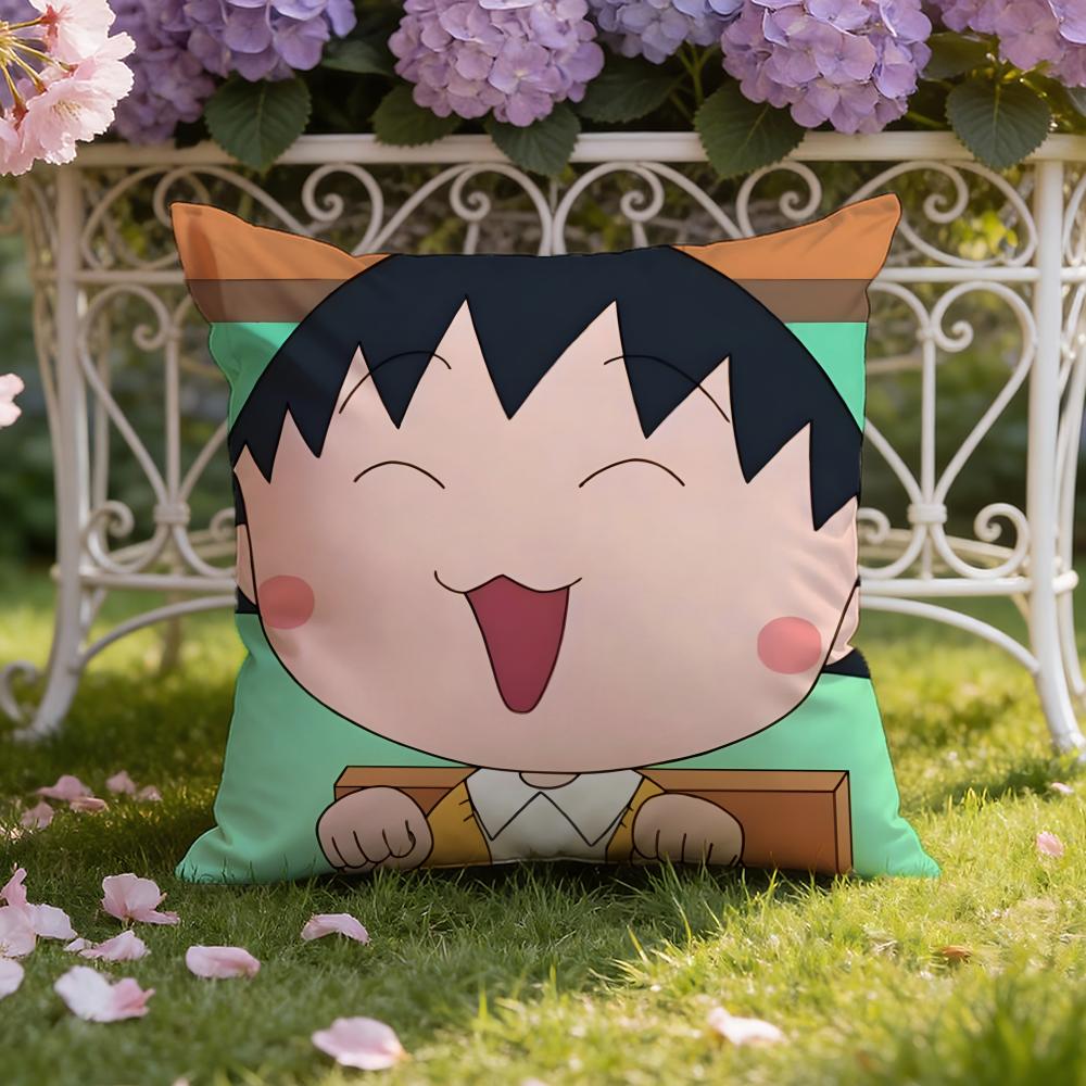 Cute anime C-Chibi M-Maruko Chan Cushion Cover Home & Car Dual-Scene Pillow Cover: Reversible for Premium Comfort