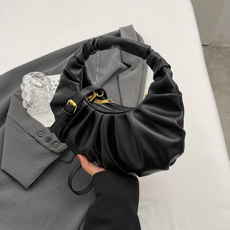 Niche design hand-held pleated small bag women's 2025 new popular retro shoulder messenger bag