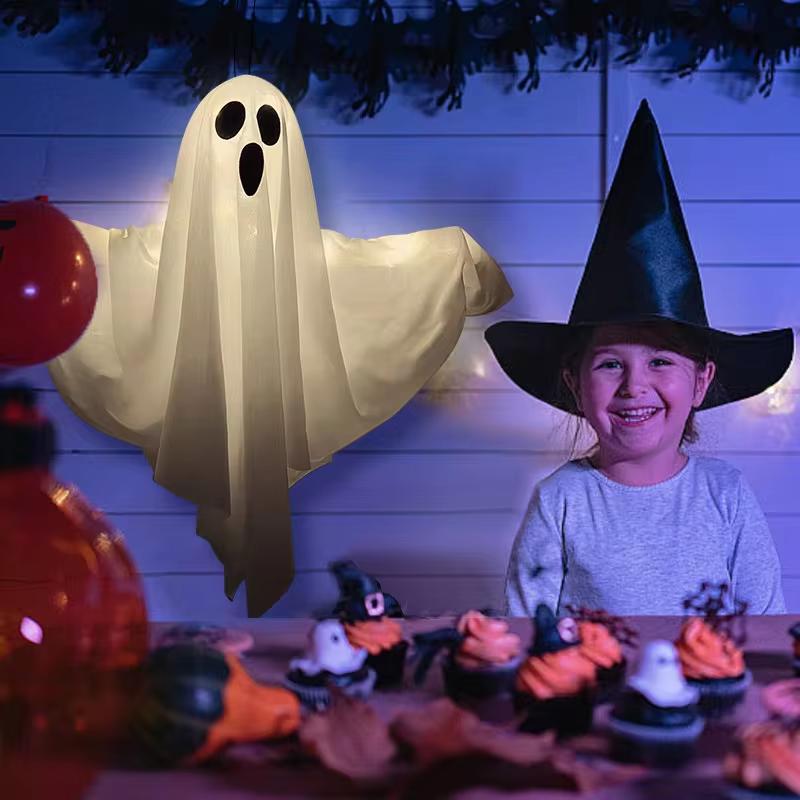 Halloween Ghost LED Light Hanging Ghost Home Decoration Outdoor Ghost House Bar Hanging Light Horror Prop Party Decoration