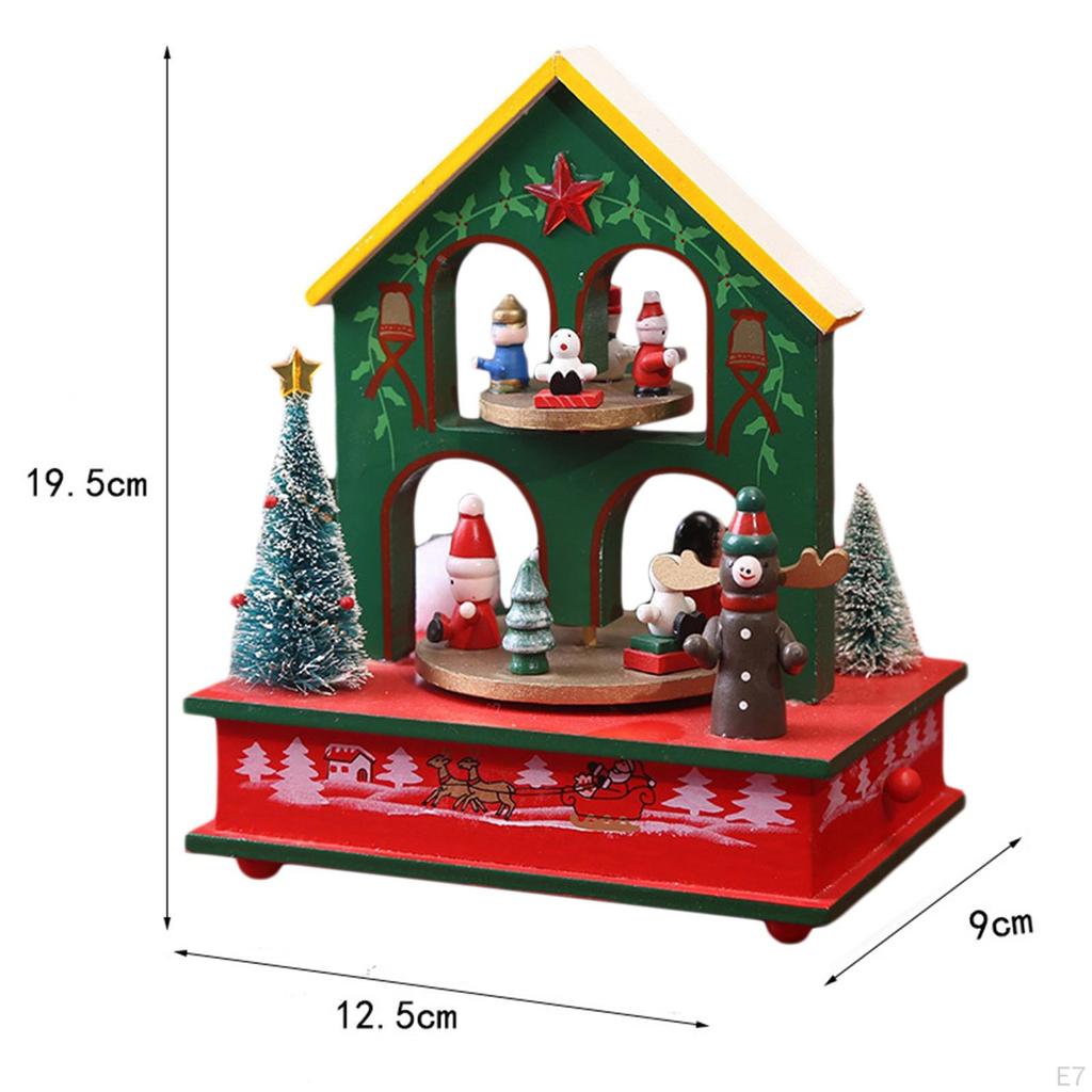 Christmas Music Box Table Centerpiece ,Rotatable Sculpture Tabletop Ornament Home