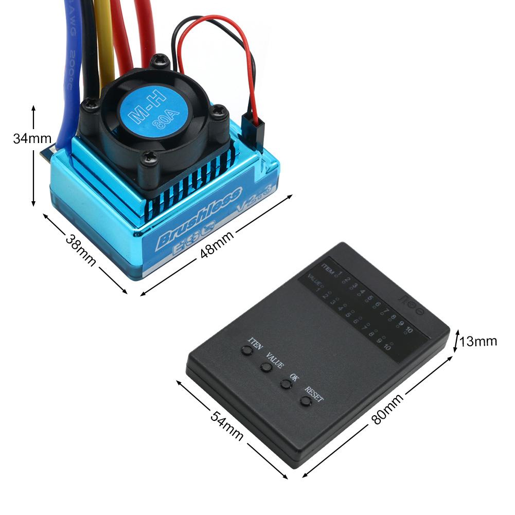 Waterproof 45A 60A 80A 120A Brushless ESC Electric Speed Controller Dust-proof for 1:8 1:10 1:12 RC Car