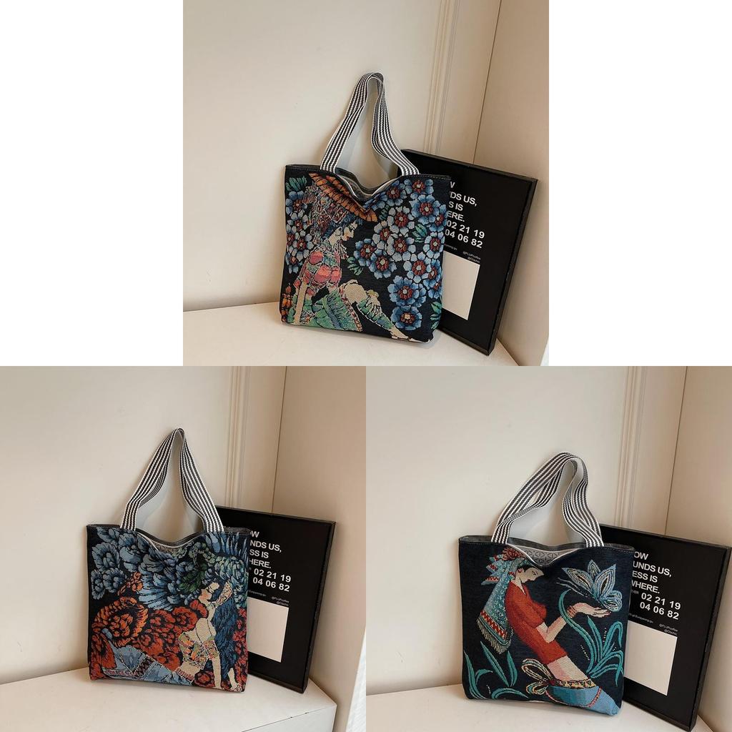 Canvas-Tasche mit Stickerei für den täglichen Gebrauch und den Weg zur Arbeit