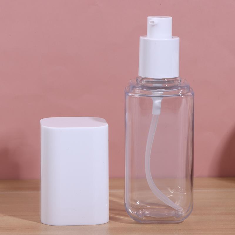 1Pcs 80/100/120Ml Empty Cosmetic Bottle Lotion/Spray Pump Plastic Square Clear White Bottle Cosmetic Container Travel Portable