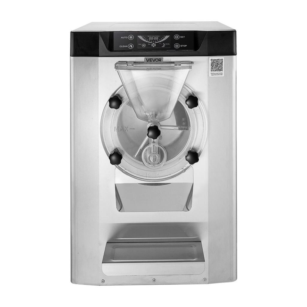 Commercial Hard Ice Cream Machine, 2000W 12-20L Per Hour, Countertop Gelato Hard Serve Ice Cream Maker with 6L 304 Stainless Steel Cylinder, Auto