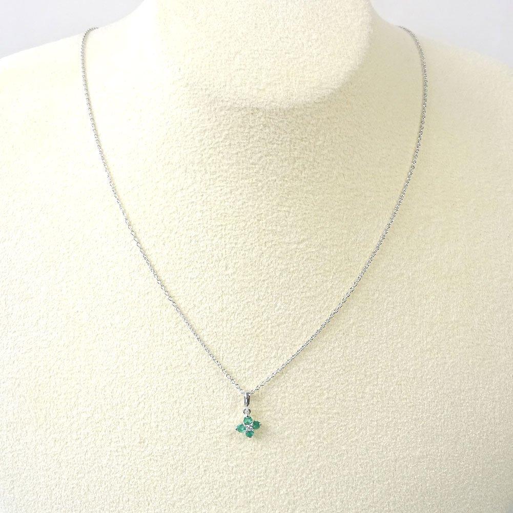 [Your and My Jewelry Box] SV925 Natural Emerald Clover Petite Necklace [May Birthstone] 14003 [Gift Wrapped]