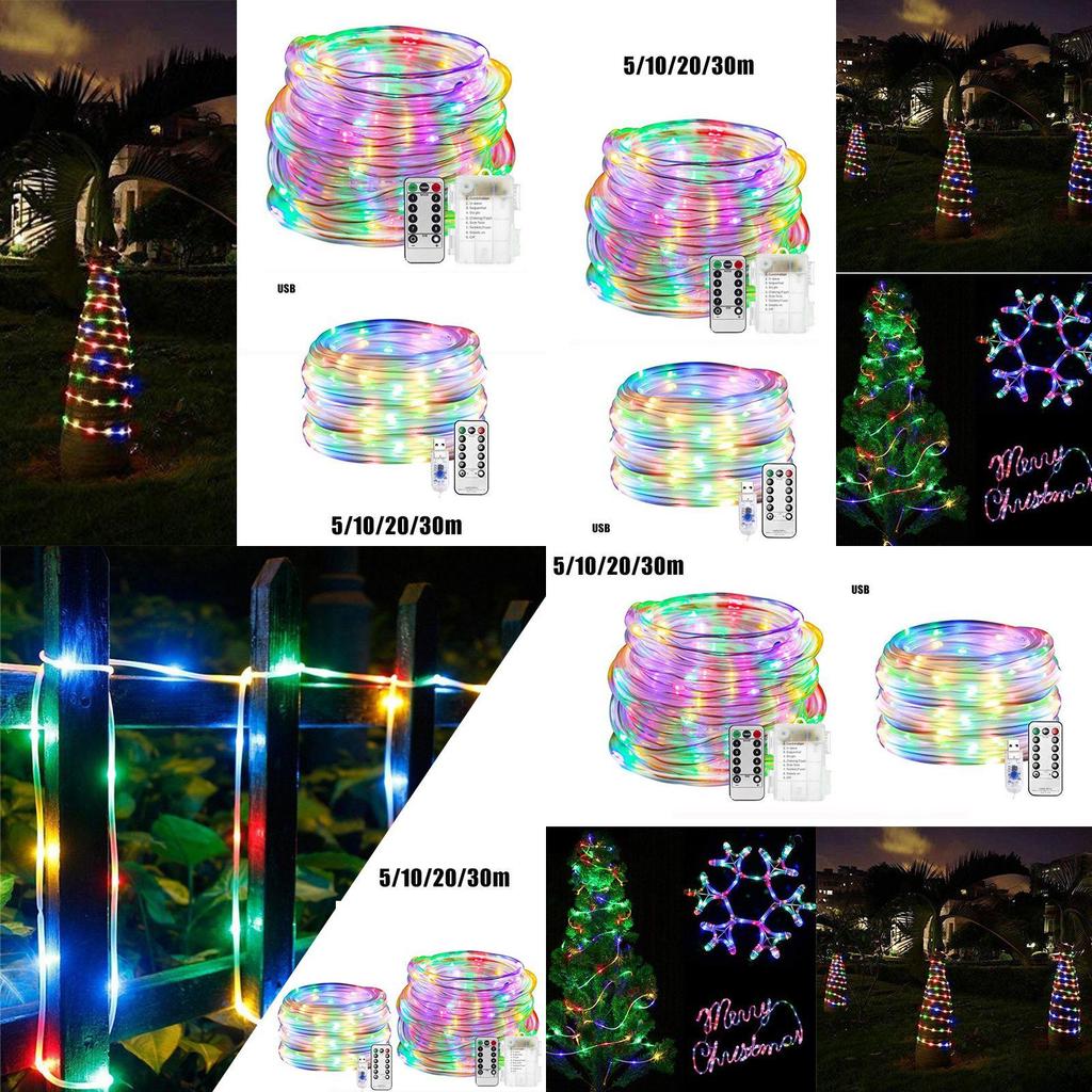 Remote-controlled 5-30m Led Rope Lights Usb/battery Box Timing Waterproof Dimmable Decor Lamp Xmas