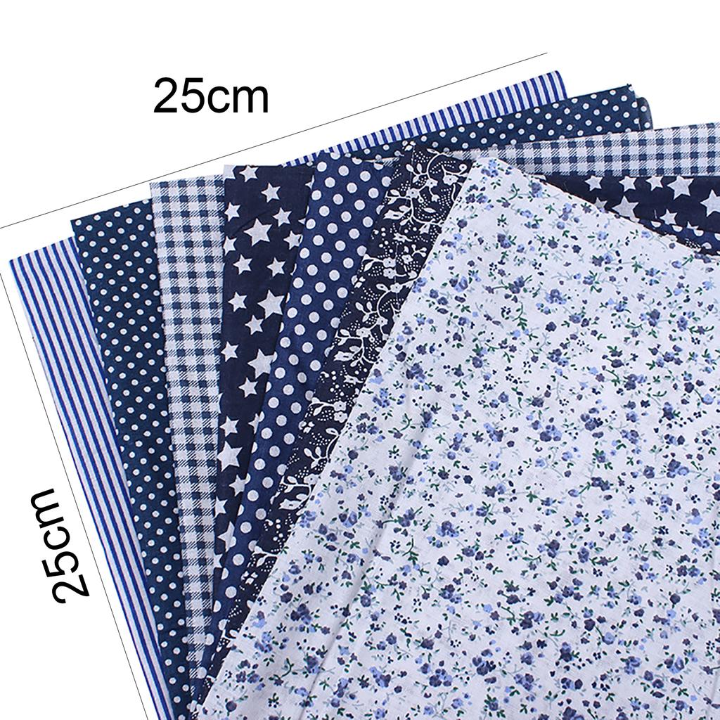 7Pcs 25x25cm Floral Patchwork Cotton Fabric Plain Cloth for DIY Sewing Quilting