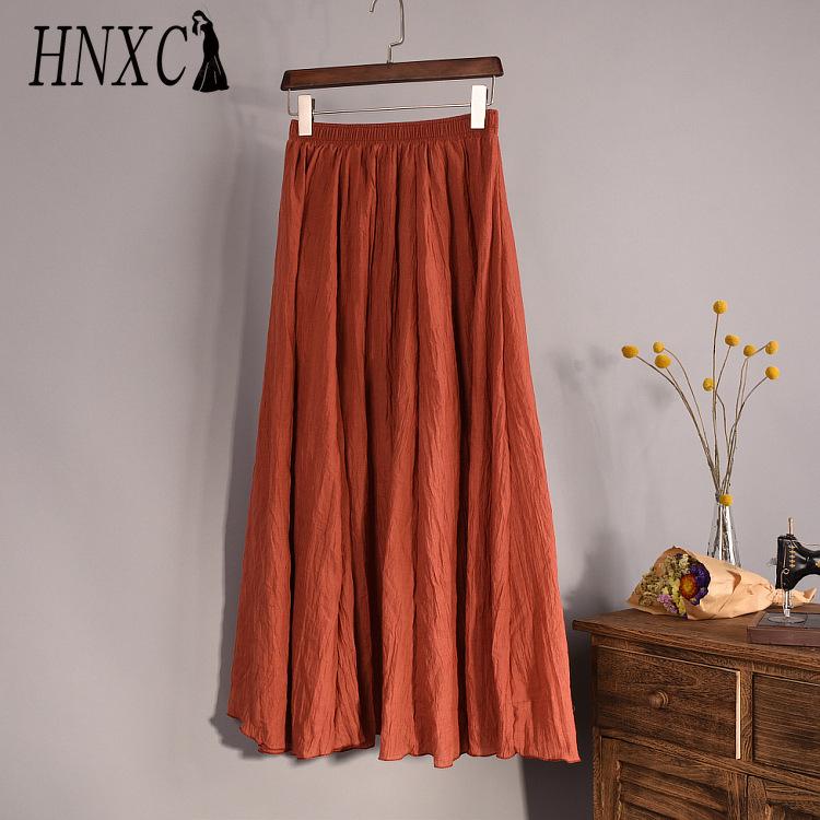 HNXC Women's Fashion Casual Solid Color Print Summer Spring Skirt
