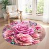 Flower Round Floor Rug Perfect for Kitchen Dormitory Entryway Study room Anti-slip Round Rug Office home decor Birthday Christmas Gift