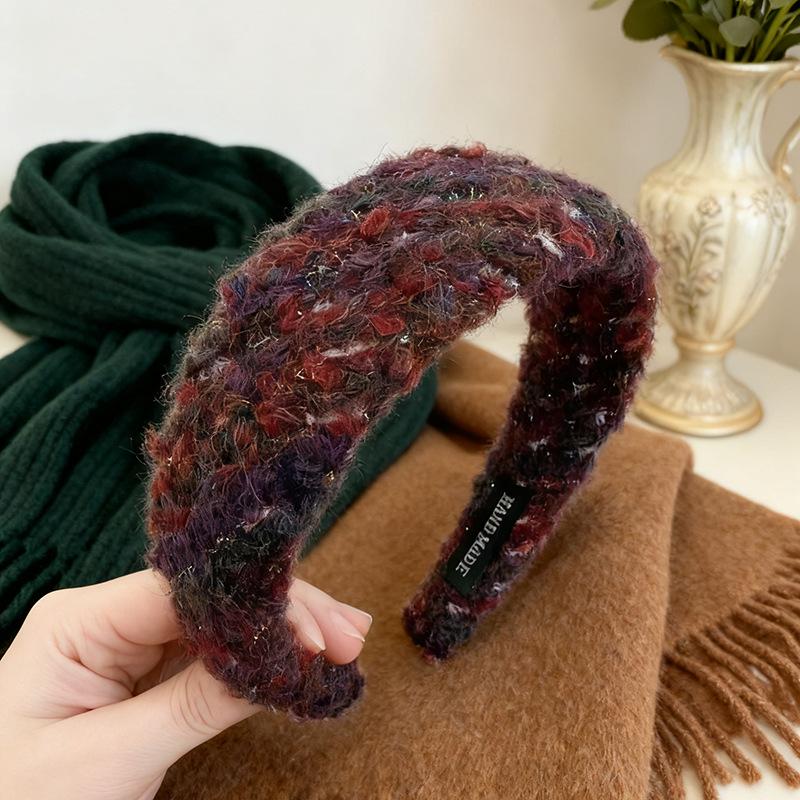 Women's High-End Woolen Headband: Elegant, Wide-Brimmed, Versatile for Face Washing & Hair Styling