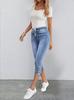 Pantaloni di jeans corti elasticizzati da donna europei e americani con elastico in vita e coulisse