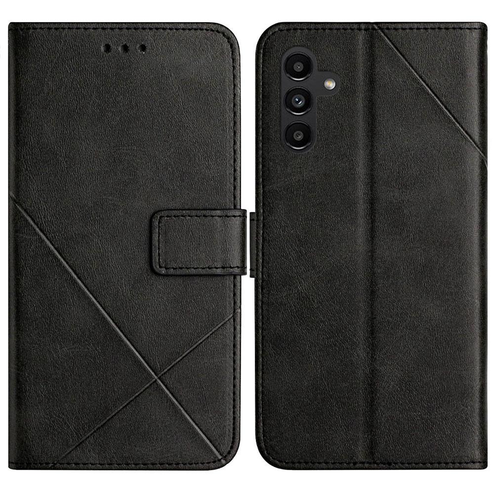 For Samsung Galaxy A17 5G Case Line Pattern Wallet Leather Phone Cover with Wrist Strap