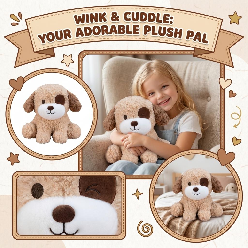 Soft Plush Stuffed Dog Toy with Embroidered Face and Floppy Ears Suitable for Children and Collectors Plush Animal Doll for Home Decor and Gifts