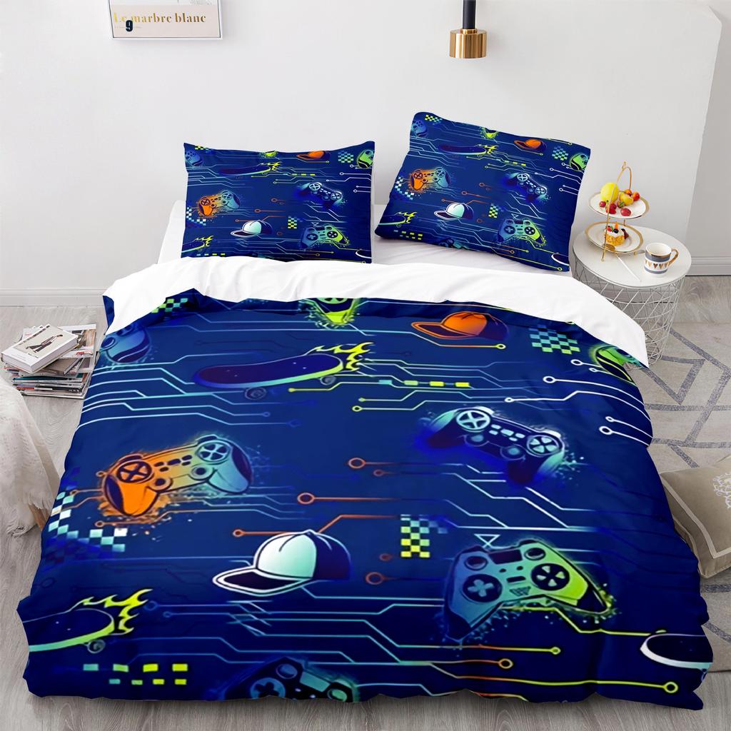 Gamer Duvet Cover Full Size Teens Gaming Bedding Set for Kids Boy Girl Video Games Comforter Cover Gamepad Polyester Quilt Cover