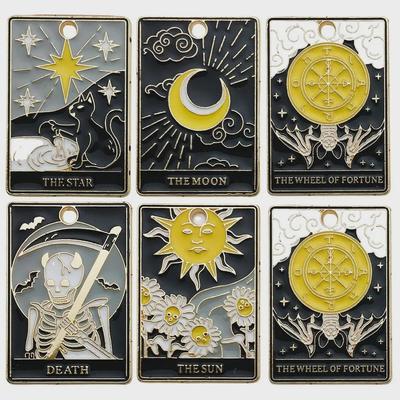 Europejski i Amerykański Halloween Słońce Tarot Czarny Stop Wisiorek Brelok Dodatek do Biżuterii