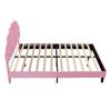 Letto Matrimoniale Imbottito 140 x 200 cm, Struttura con Testiera a Forma di Fiore e Rete a Doghe, per Adulti-Ragazzi in Tessuto di Velluto Amico della Pelle, Letto per Ospiti Rosa
