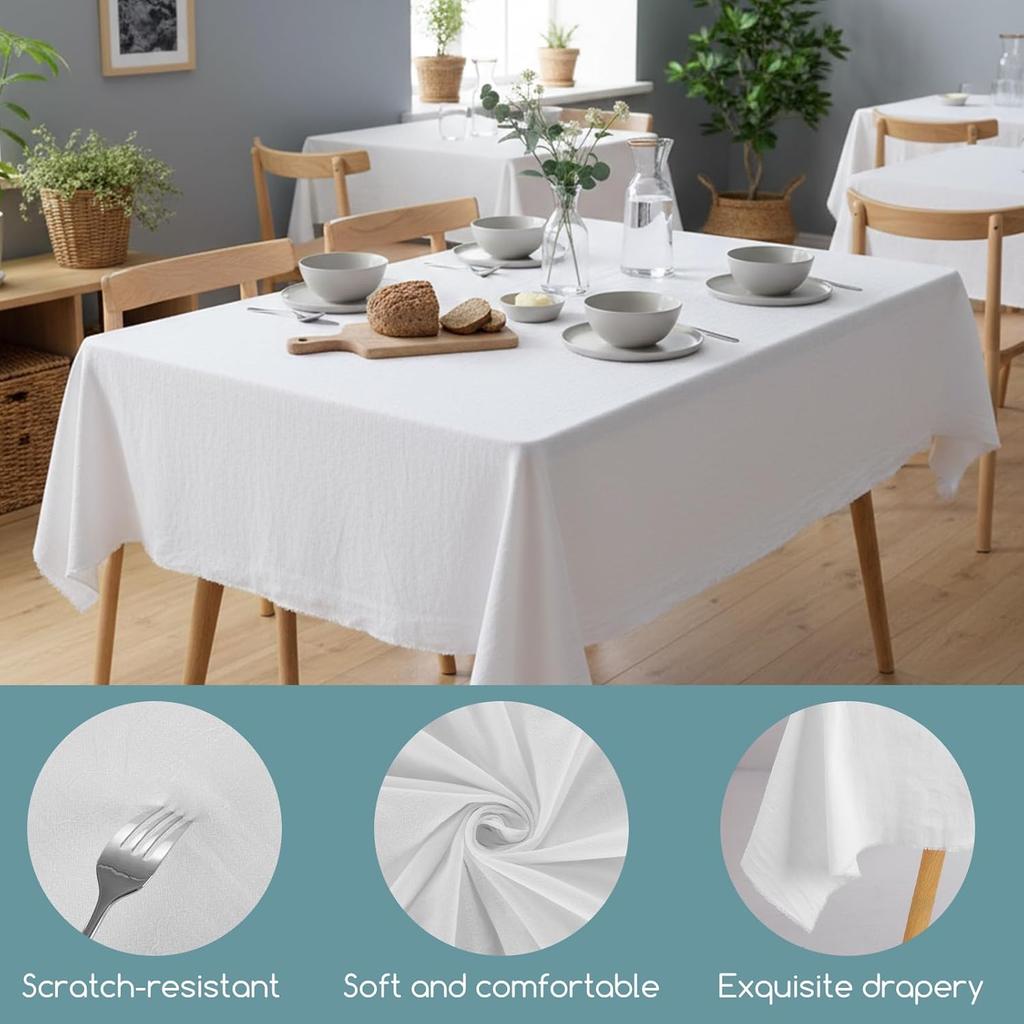 White Tablecloth Rectangle Tablecloth Cotton Fabric Table Cloth Washable Table Cloths for Festival Picnic Wedding Party and DIY Dye Project (55 x 39