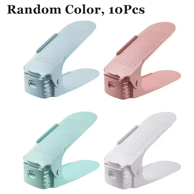 6/10/14Pcs Adjustable Double Deck Shoe Stacker Rack Organizer Shoes Slots Durable Space Saver Rack Holder For Cabinet Closet Hot