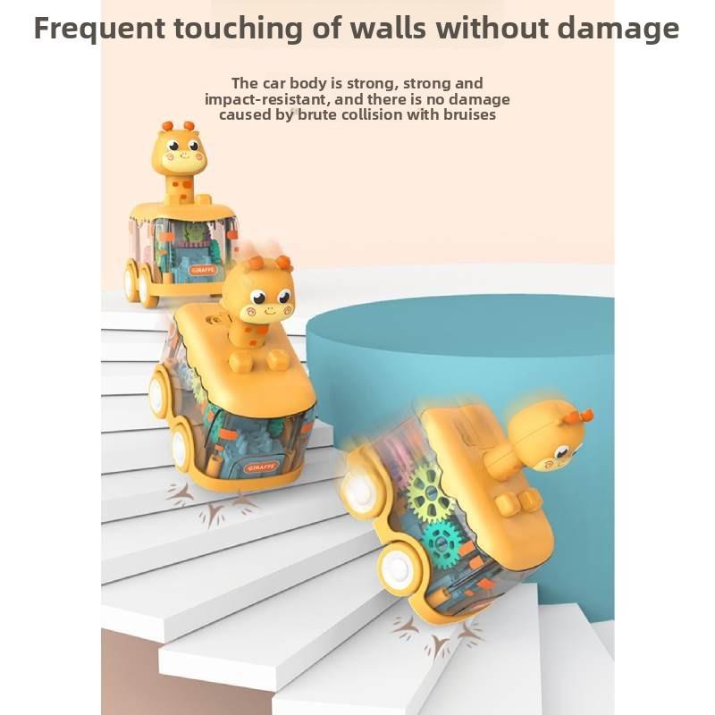 Small Tiger Deer Light Up Pressing Gear Toy Car For Kids Boys Girls Night Market Gift