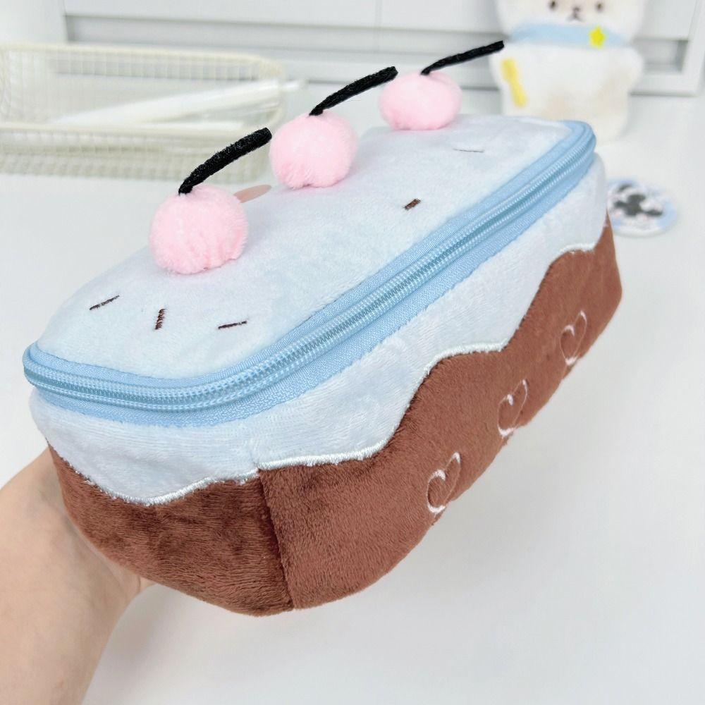 Cherry Cake Design Pen Bag Plush Stationery Bag Kawaii Pencil Case  Students