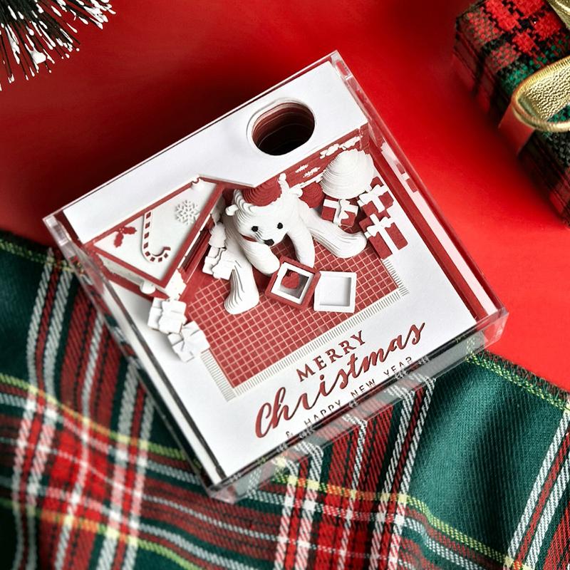 Time Piece Kalender 2026 Skrivebordskalender Med LED-lys 3D Avrivningskalender Papirskjæringskunst Notatblokk Julegave