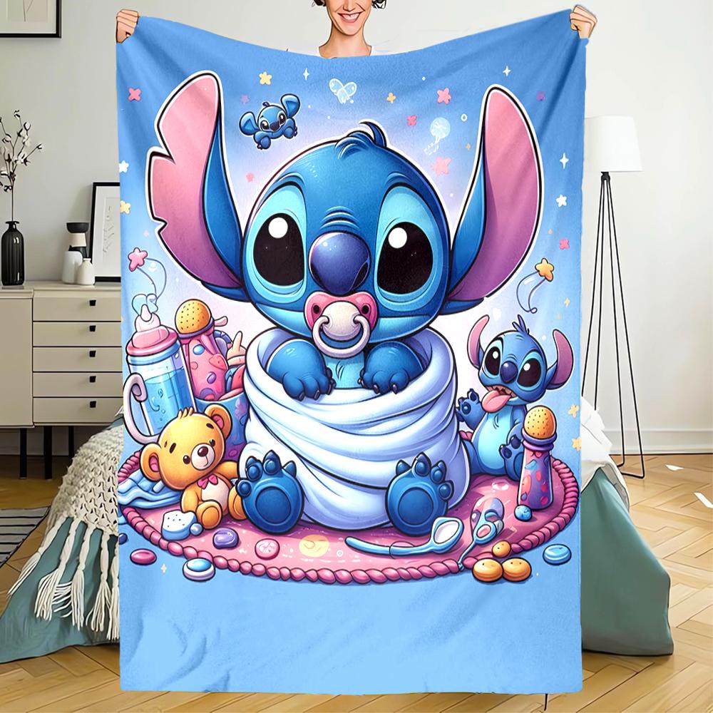 Stitch Theme Printed Blanket - Perfect for Couch, Bed, Travel & Outdoor Use | Machine Washable, Cozy & Durable.