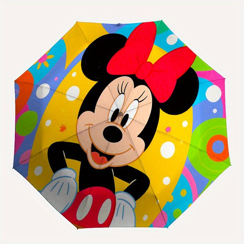 Minnie Mouse, Colorful Background Automatic Opening and Closing Umbrella, Compact Travel Umbrella, Lightweight and Portable, Suitable for Be