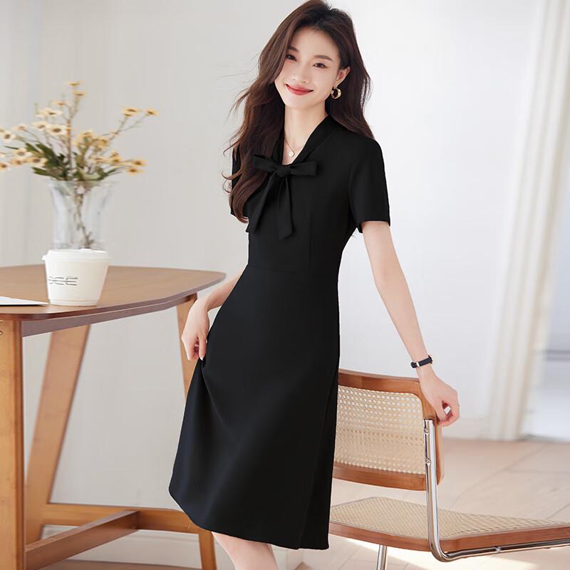 Women's Short Sleeve Professional Dress with Bow