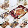 Christmas Decoration Carpet Bathroom Anti Slip and Absorbent Floor Mat, Gingerbread Snow House Anti Slip Mat Home Decoration