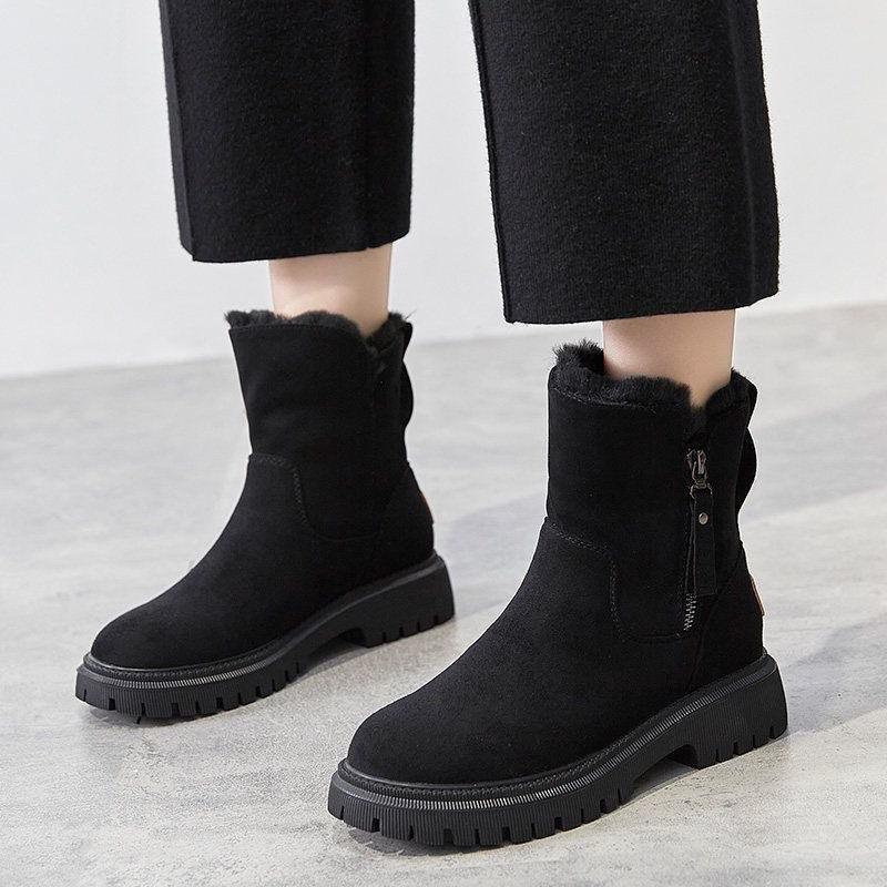 

inter Ladies Warm Ankle Boots Plush Lining Thick Cotton Sole Anti-slip Cold Weather Snow Footwear 35 чёрный