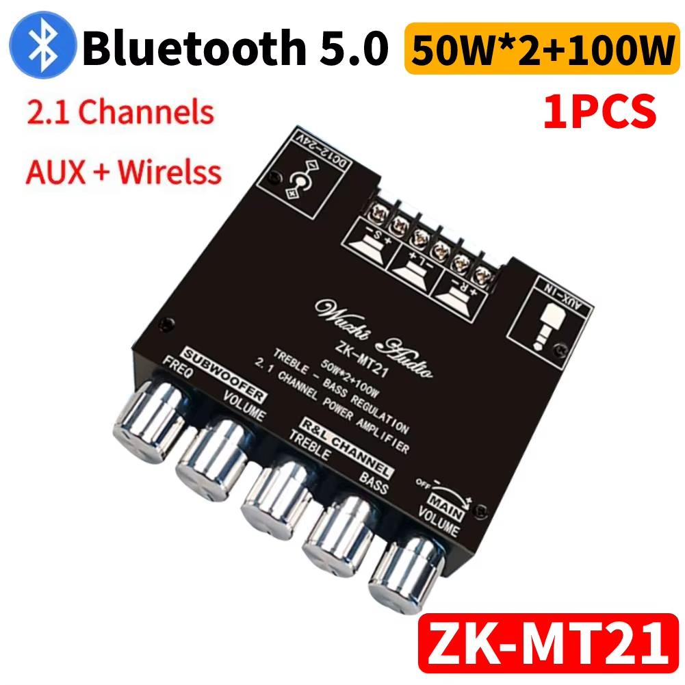 

1/2PCS ZK-MT21 TPA3116 2.1 Channel Bluetooth 5.0 Subwoofer Amplifier Board 50WX2+100W Power Audio Stereo Amplifier Bass AMP AUX