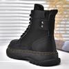 Fashion Men Leather Boots Men High Top Sock Shoes Autumn Winter Comfy Casual Boots Men Shoes Brand Design Motorcycle Men'S Boots