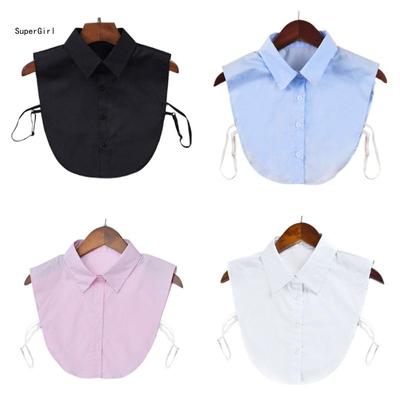Damen Fake Collar Verstellbare Halbhemden aus weicher Baumwolle Falscher Kragen Einfarbig Abnehmbarer Kunstkragen Choker Krawattenkragen