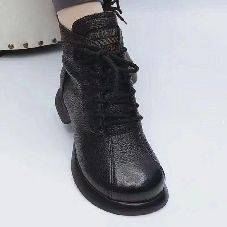 Soft-soled Soft-faced Short Boots Women's 2025 Autumn and Winter New Martin Boots Non-slip Comfortable Velvet Warm Retro Knight Boots
