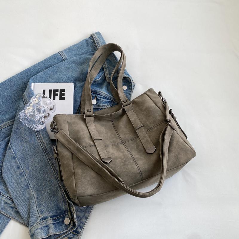 Retro Shoulder Bags For Women Biker Style Soft PU Leather Large Capacity Shopper Tote  Autumn New Travel Crossbody Bag