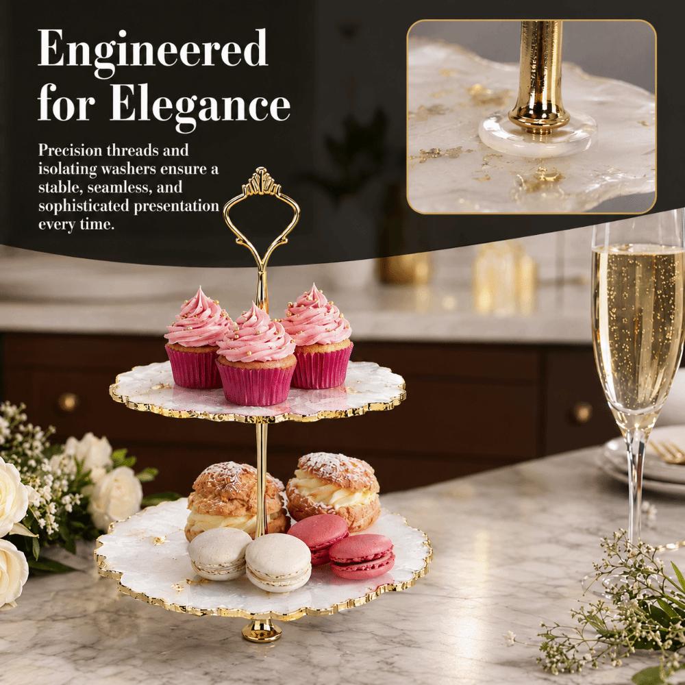 Crown Handle Cupcake Display Holder 2 Tiers 3 Tier Tiered Fruit Plate Dessert Table 2 Tiers Gold