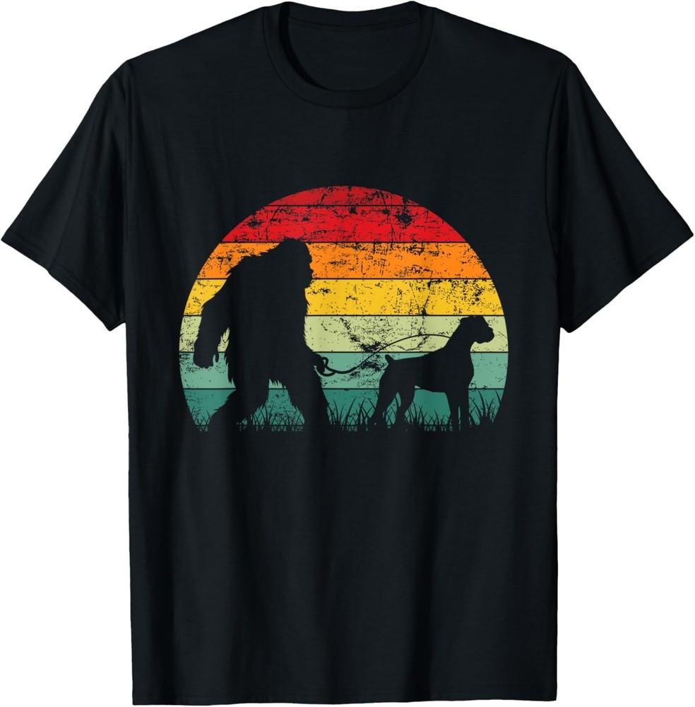 Ретро Винтаж Бигфут с Собакой Боксером - Футболка  Укротитель Животных  4XL