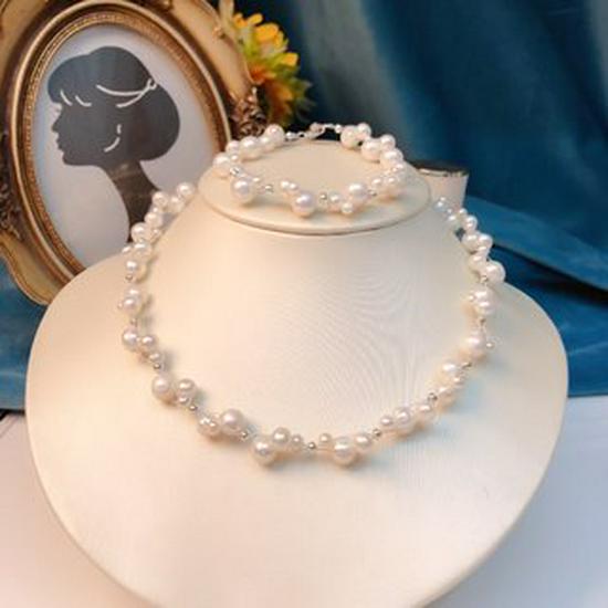 Natural Pearl Necklace with Mixed Size Beads and Unique Design
