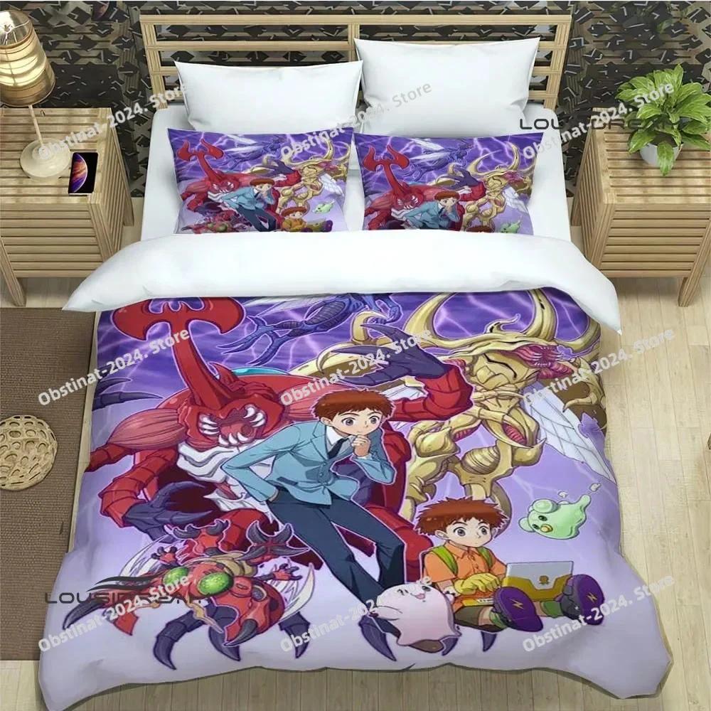 Digimon Cartoon Bedding Set Duvet Cover Full Queen King Size Pillowcase Bed Printed Bed Set Aldult Kid Bedroom Single Twin