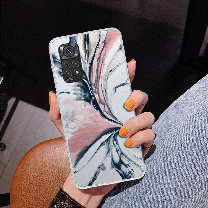 Fashion Gold Pink Geometric Marble Phone Case For Xiaomi Redmi Note 15 14 13 12S 12 11 Pro Plus 14S 11S 11E 10 10S 11T 5G Person