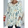 Women's Large Size Pocket Design Fresh Floral Print Loose Long Sleeve T-Shirt