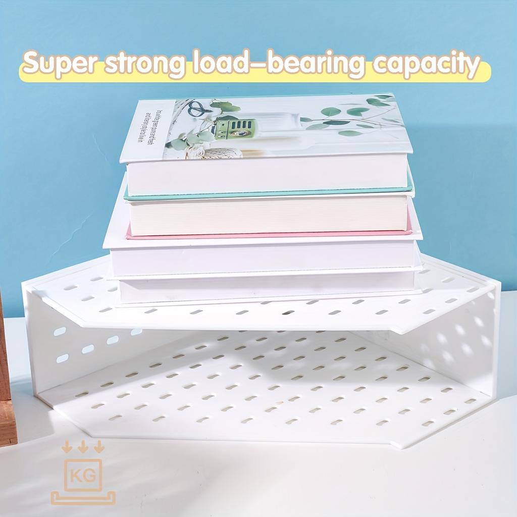 1pc White Plastic Desktop Book Stand Organizer with Multiple Compartments - Space-Saving Vertical Desk Organizer for Books