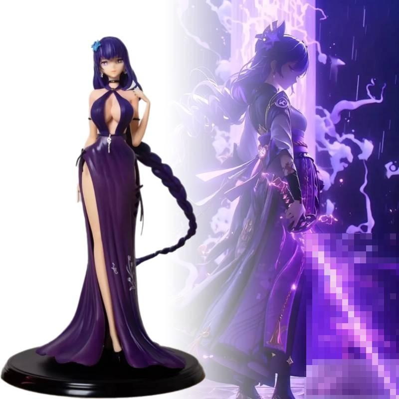 Genshin Impact Raiden Shogun Figurine Dress Game Cartoon Model Toys Gifts Fans