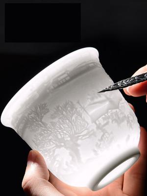 Tazza da tè portatile in ceramica bianca vintage, intaglio cinese, tazza da tè intagliata, Kung Fu, Da Hong Kong, set da tè Oolong, 160 ml, 220 ml
