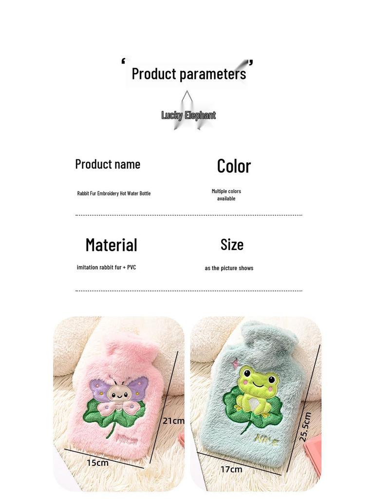 Cartoon Flannel-Covered Thick Plastic Hot Water Bottle - Winter Bed & Hand Warmer for Girls