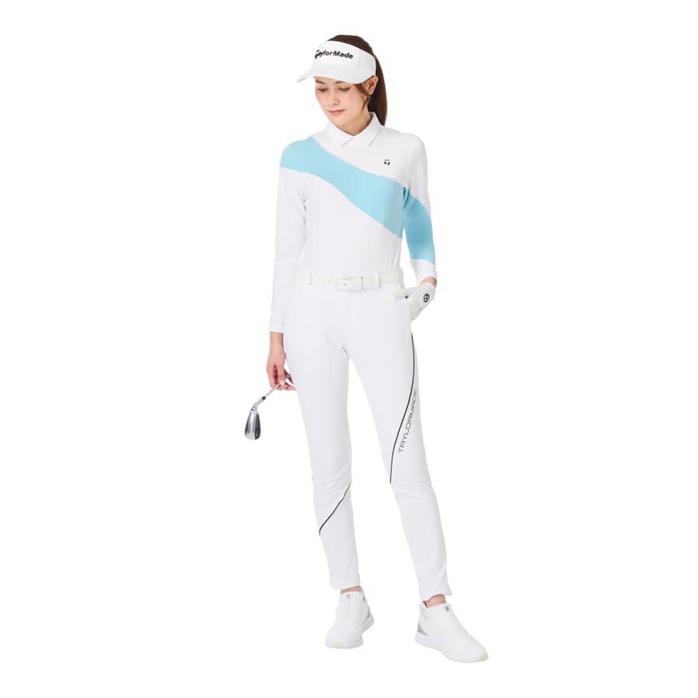 TaylorMade Tour TM Chic Long Sleeve Polo Shirt, White, Size L, Women's, 2024FW UN399