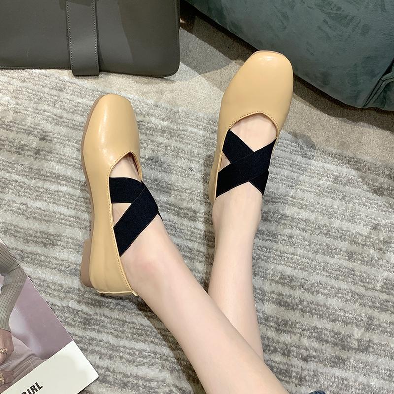 Fashion French Style Women's Flats New 2024 Spring Season Fairy Women's Shoes Dress Mary Sandals Soft Leather Shallow Ballet Slippers